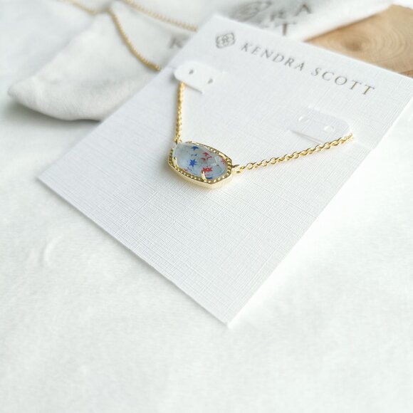 🌟Kendra Scott🌟 Elisa Red White Blue Star Necklace Gold - Picture 2 of 3